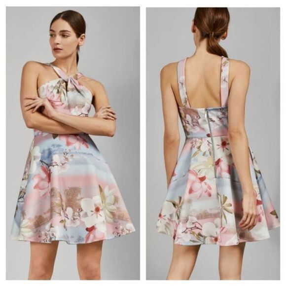Ted‎ Baker Umerta Floral Knot Skater Dress - Picture 1 of 12